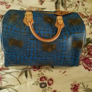 SALE!!! Louis Vuitton Blue Kusama Speedy 30 Purse